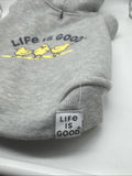 Medium Life Is Good Dog Hoodie Jacket Fleece Chicks Chick Peeps Gray Winter