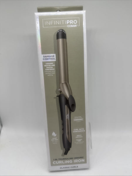 InfinitiPro Conair Nano Tourmaline Ceramic Curling Iron 1" Adjustable Heat
