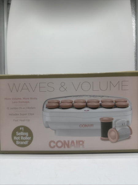 Conair Big Curls and Waves Jumbo Ceramic Hot Rollers 1 1/2 Inch - Pink 12 Curler