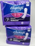 (2) Always Discreet Ultimate Extra Long Rated 7 Incontinence Pads 26Ct