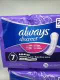 (2) Always Discreet Ultimate Extra Long Rated 7 Incontinence Pads 26Ct