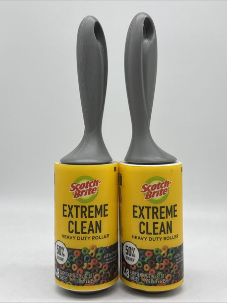 (2) Scotch-Brite Extreme Clean Lint Roller Pet Refillable 4" width 48 sheets