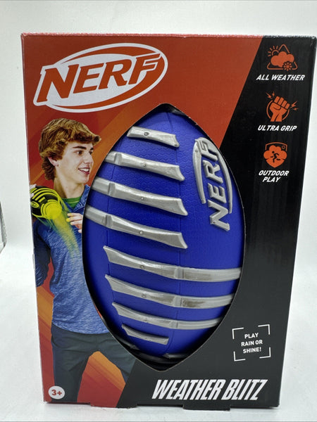 Nerf Weather Blitz Foam Football All-Weather Play Indoor / Outdoor Blue Gray