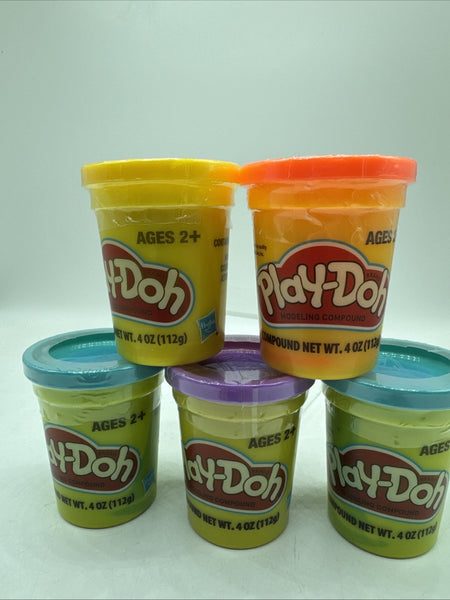 (5) Hasbro Play-Doh Modeling Compound Colors Orange Blue Purple Yellow 4oz