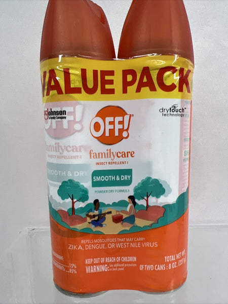 OFF! FamilyCare Smooth & Dry Insect Repellent Mosquito Spray 2x 8oz COMBINESHIP