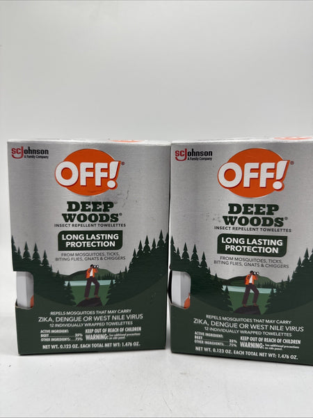 (2) OFF! Deep Woods Insect Repellent Towelettes - 12 Pack COMBINESHIP
