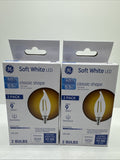 (2) GE 60w/5.5w Dimmable Soft White LED Clear Bent Tip Decorative 2Bulbs