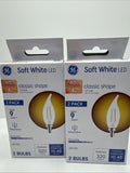 (2a) GE 40w/4w Soft White LED CAM Decorative Clear Finish Light 2 Bulbs Per Box