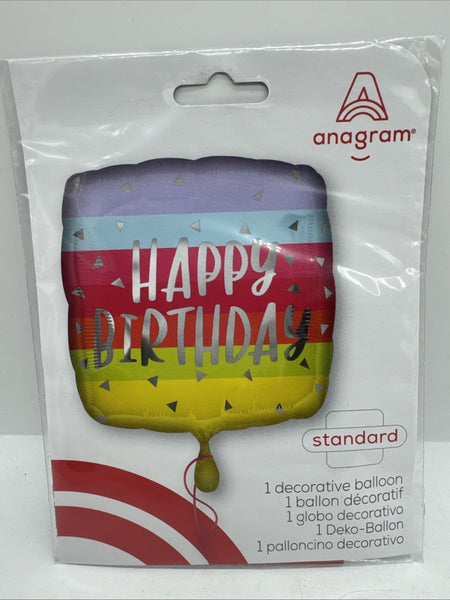 Anagram  17" Bright and Bold Birthday Square Foil Balloon COMBINESHIP