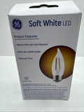 (A) GE 60w/5.5w Clear Soft White Blunt Tip BC LEDs w/Candelabra Base 2 Pack