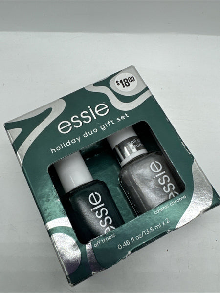 Essie Holiday Duo Gift Off Tropic Green Cosmic Chrome Silver Velvet Nail Polish