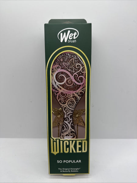 Wet Brush WICKED "So Popular" Glinda Pink Glitter Detangler Butterfly Bobbi pins