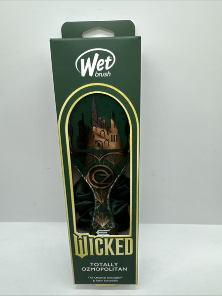 Wet Brush WICKED "Totally Ozmopolitan" Green Detangler Brush & Satin Scrunchie