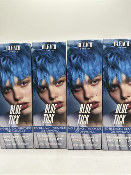 (4) Bleach London Blue Tick  Semi Permanent Vegan Hair Dye Blondes Burnette