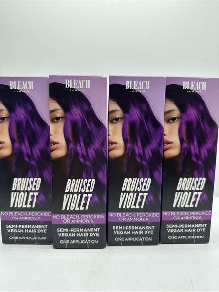 (4) Bleach London Bruised Violet Semi Permanent Vegan Hair Dye Blondes Burnette