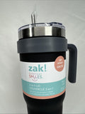 Zak Stainless Steel Insulated Tumbler 40oz 2in1 Lid W/Straw Black Cup Mug Travel