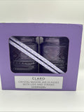 Godinger Claro Crystal 16oz Mason Jar Glasses Purple Straws Sold Out Set Of 2