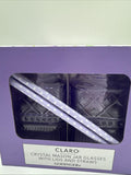 Godinger Claro Crystal 16oz Mason Jar Glasses Purple Straws Sold Out Set Of 2