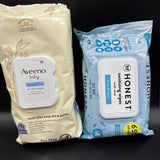 (2) Aveeno Baby Sensitive 64 Wipes Fragrance-Free & Honest Sanitizing 50 Wipes