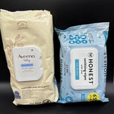 (2) Aveeno Baby Sensitive 64 Wipes Fragrance-Free & Honest Sanitizing 50 Wipes