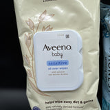 (2) Aveeno Baby Sensitive 64 Wipes Fragrance-Free & Honest Sanitizing 50 Wipes