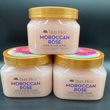 (3) Tree Hut Moroccan Rose Shea Sugar Scrub 18 oz Exfoliating Hydrating Rosehip