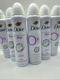 (6) Dove 0% Aluminum Deodorant Dry Spray Coconut & Pink Jasmine 4oz COMBINESHIP