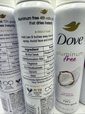 (6) Dove 0% Aluminum Deodorant Dry Spray Coconut & Pink Jasmine 4oz COMBINESHIP