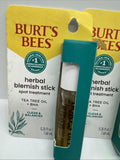 (2) Burt's Bees Herbal Complexion Stick 0.26 oz Tea Tree Oil 99.9%  Blemish