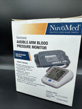 NuvuMed Electronic Audible Arm Blood Pressure Monitor Adjustable Cuff Memory