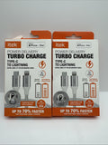 (2) Itek Type-C To Lightning White Braided Cable Power Turbo Charge COMBINESHIP