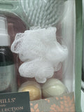 8pc Tuscan Hills Bath Set Shower Gel Lotion Body Mist Fizz Bomb Brush Spearmint
