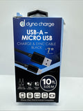 Dyno Charge USB To Micro Power  Sync Cable Cord 10ft Black COMBINESHIP