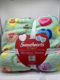 Sweethearts Candy Microfleece Blanket Conversation Hearts Mint Valentines 50x60