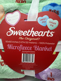 Sweethearts Candy Microfleece Blanket Conversation Hearts Mint Valentines 50x60