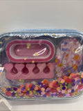 Blue Packed Party Nail Mani Pedicure Set File Confetti Bag Toe Separator Buffer