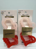 (2) Scunci All Hair Pink Red Hold The Unbreakable Collection Heart Claw Clips