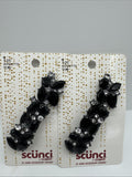 (2) Scunci Conair Barrette Snap Clip Crystal Rhinestone Black Formal COMBINESHIP