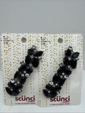 (2) Scunci Conair Barrette Snap Clip Crystal Rhinestone Black Formal COMBINESHIP