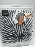 Kitsch Bow Shower Cap Waterproof Reusable Black White Stripe No Slip COMBINESHIP