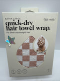 Kitsch Quick-Dry Hair Towel Wrap Extra Large Terracotta Checker COMBINESHIP