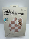Kitsch Quick-Dry Hair Towel Wrap Extra Large Terracotta Checker COMBINESHIP