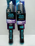(2) Conair Metal Round Hair Brush Vented Nylon Bristle Blowout Straighten Curl