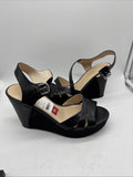 Marc Fisher Black Hello Wedge 9.5 Black Sandal Strap 4.5"