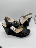 Marc Fisher Black Hello Wedge 9.5 Black Sandal Strap 4.5"