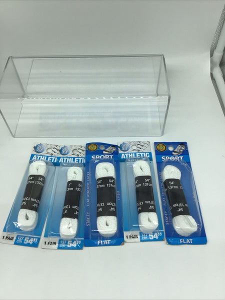 (5) Shoe Gear Sport 54" Flat Sport Athletic Shoe Laces - White Bulk COMBINESHIP