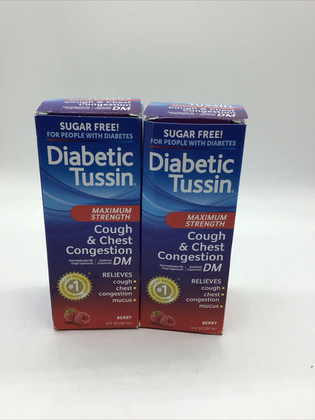 (2) Diabetic Tussin Maximum Strength Cough & Chest Congestion DM 4oz Each 11/24