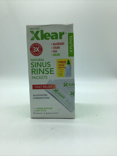 Xlear Natural Allergy & Cold Relief Sinus Rinse Packets 50 Pack & Bottle 4/25