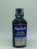 Vicks NyQuil, severe cough, cold blue headache, 12oz liquid max strength night