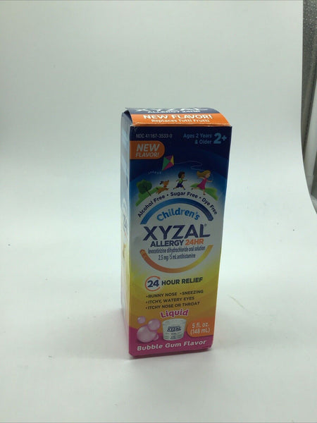 Xyzal Children’s Allergy 24HR Liquid 5oz bubble gum, Flavor 12/25